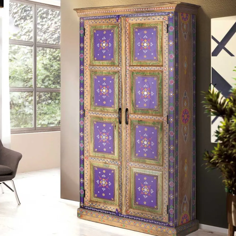 Wohnen Vitrinen<Holzschrank mit farbstarken Ornamentmustern - Ammie