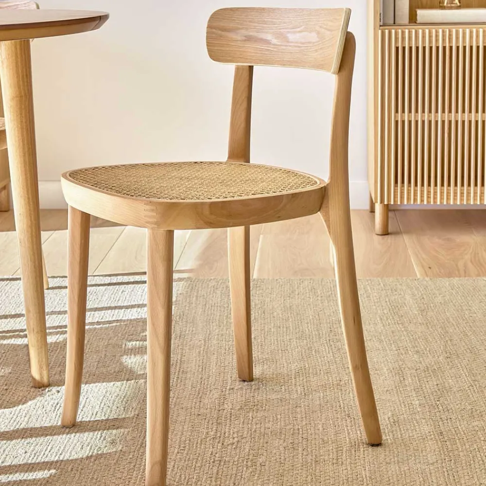 Wohnen Stühle<Holzstuhl mit Wiener Geflecht Sitz - Wheel (2er Set)