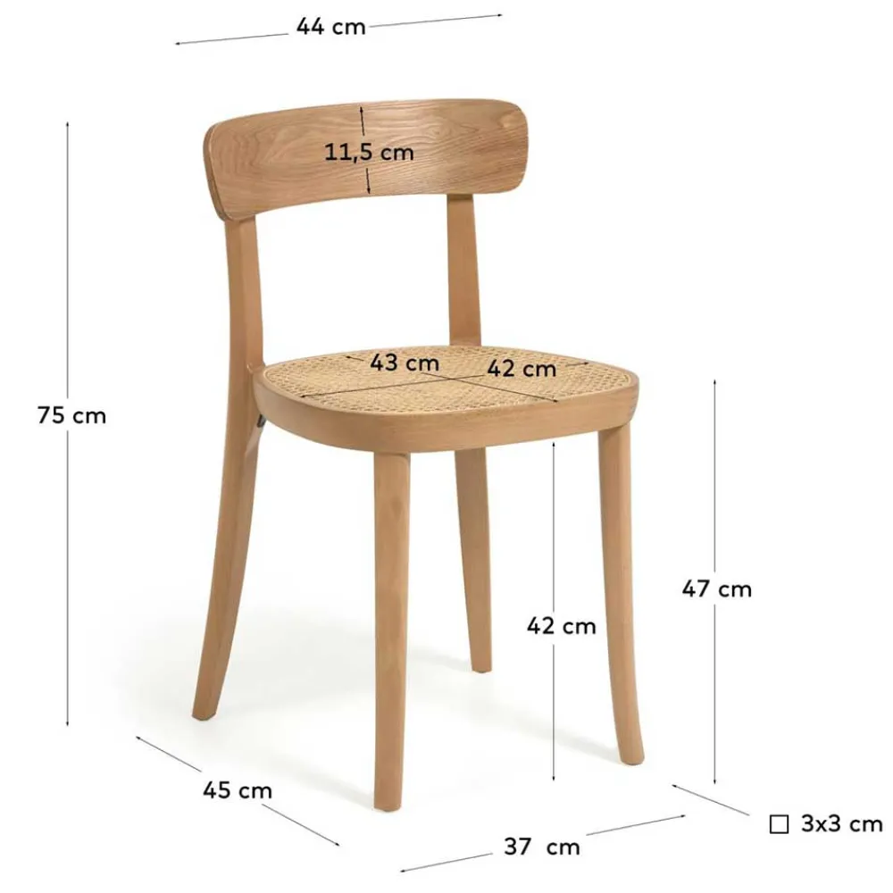 Wohnen Stühle<Holzstuhl mit Wiener Geflecht Sitz - Wheel (2er Set)