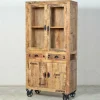 Wohnen Vitrinen<Holzvitrine Indri auf Rollen