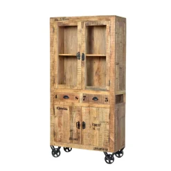 Wohnen Vitrinen<Holzvitrine Indri auf Rollen