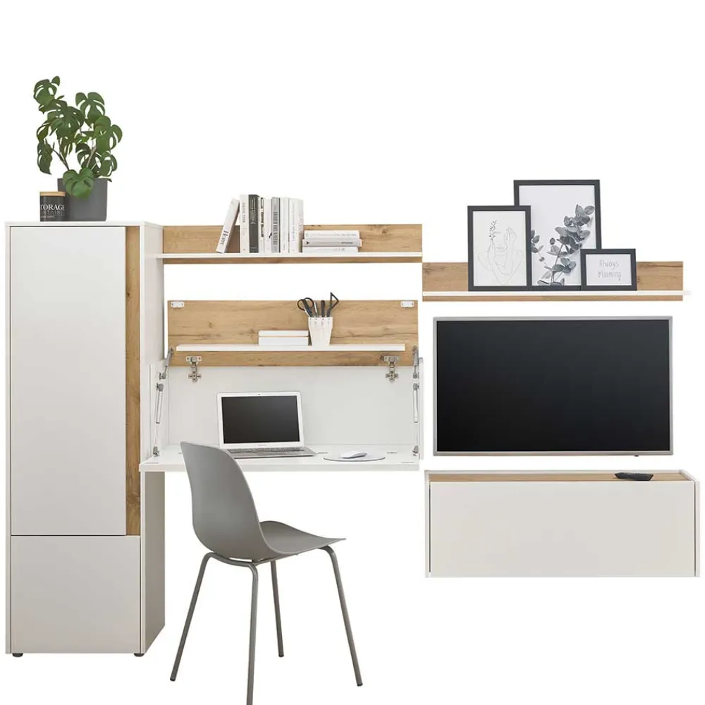 Wohnen Wohnwände<Home Office Möbel Kombi modern - Nonessia (fünfteilig)