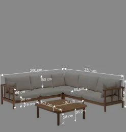 Wohnen Sitzgruppe<Indoor Outdoor Ecksofa & Tisch - Perconia (zweiteilig)