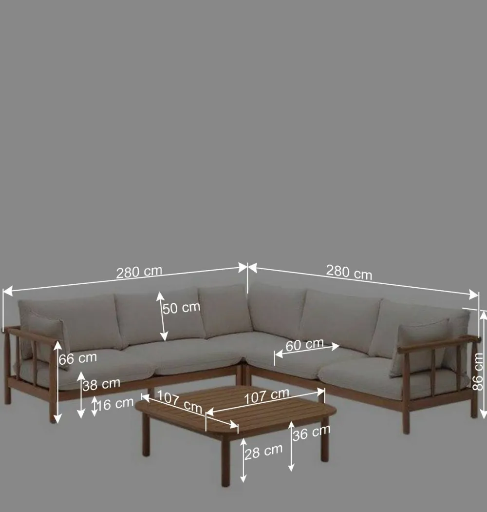 Wohnen Sitzgruppe<Indoor Outdoor Ecksofa & Tisch - Perconia (zweiteilig)