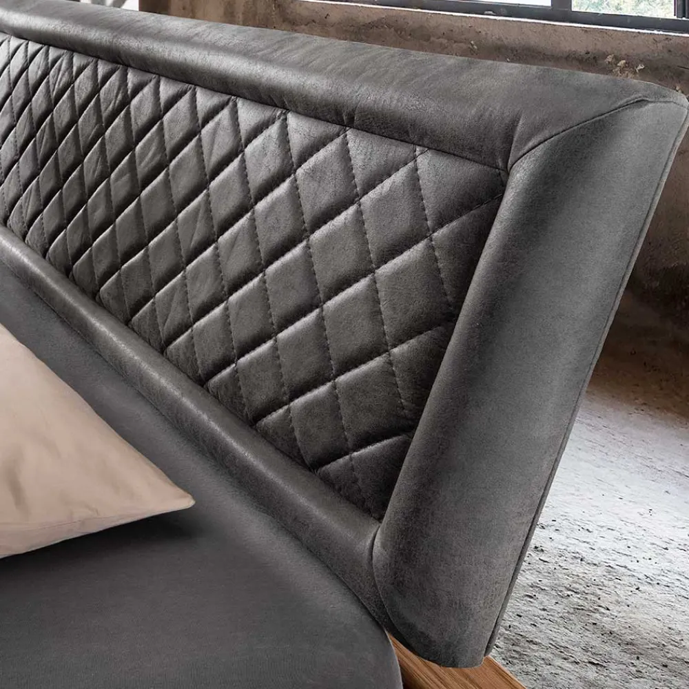 Wohnen Betten<Industrial Bett mit Recyclingleder Kopfteil - Cresp