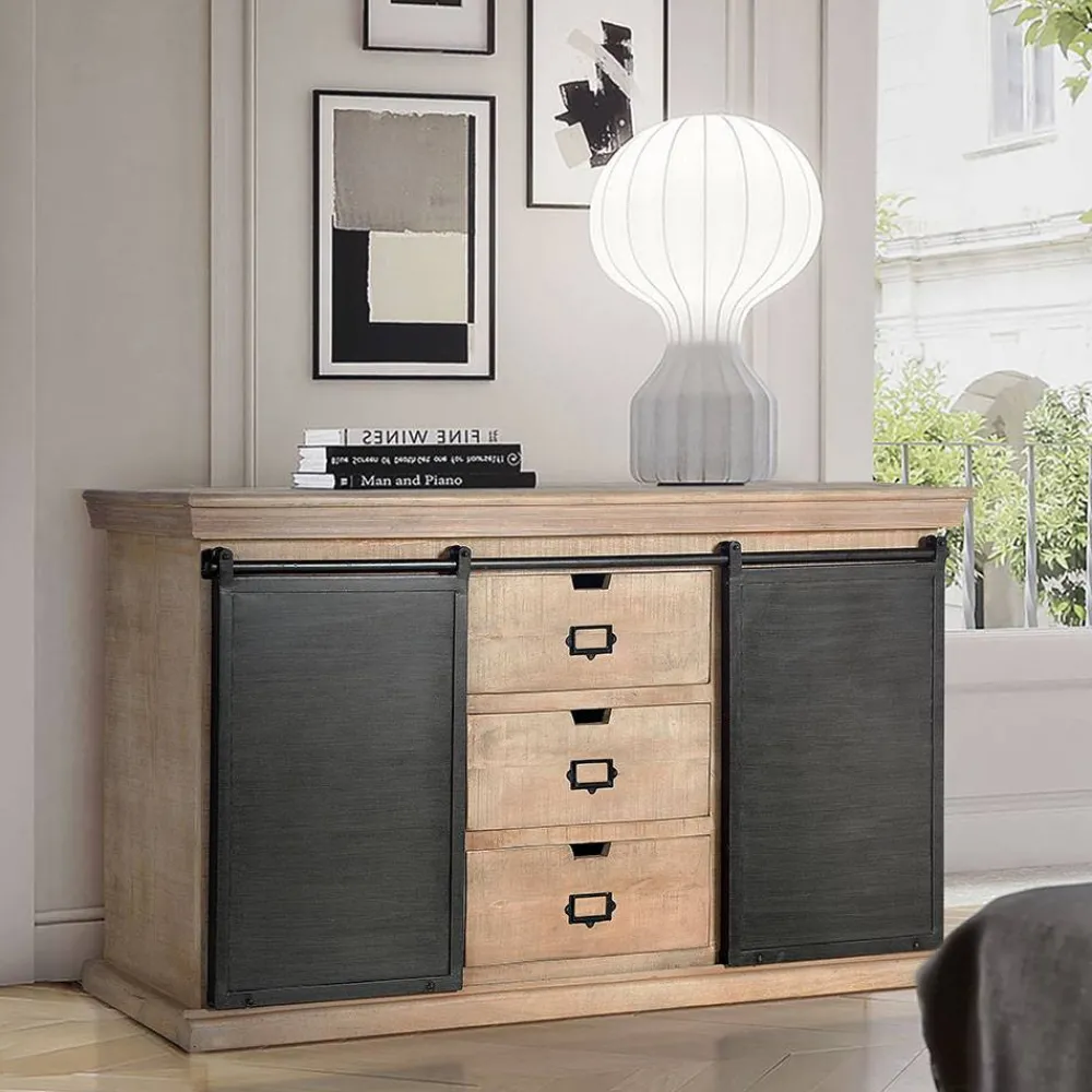 Wohnen Sideboards<Industrial Chic Anrichte mit Schiebetüren - Jantonia