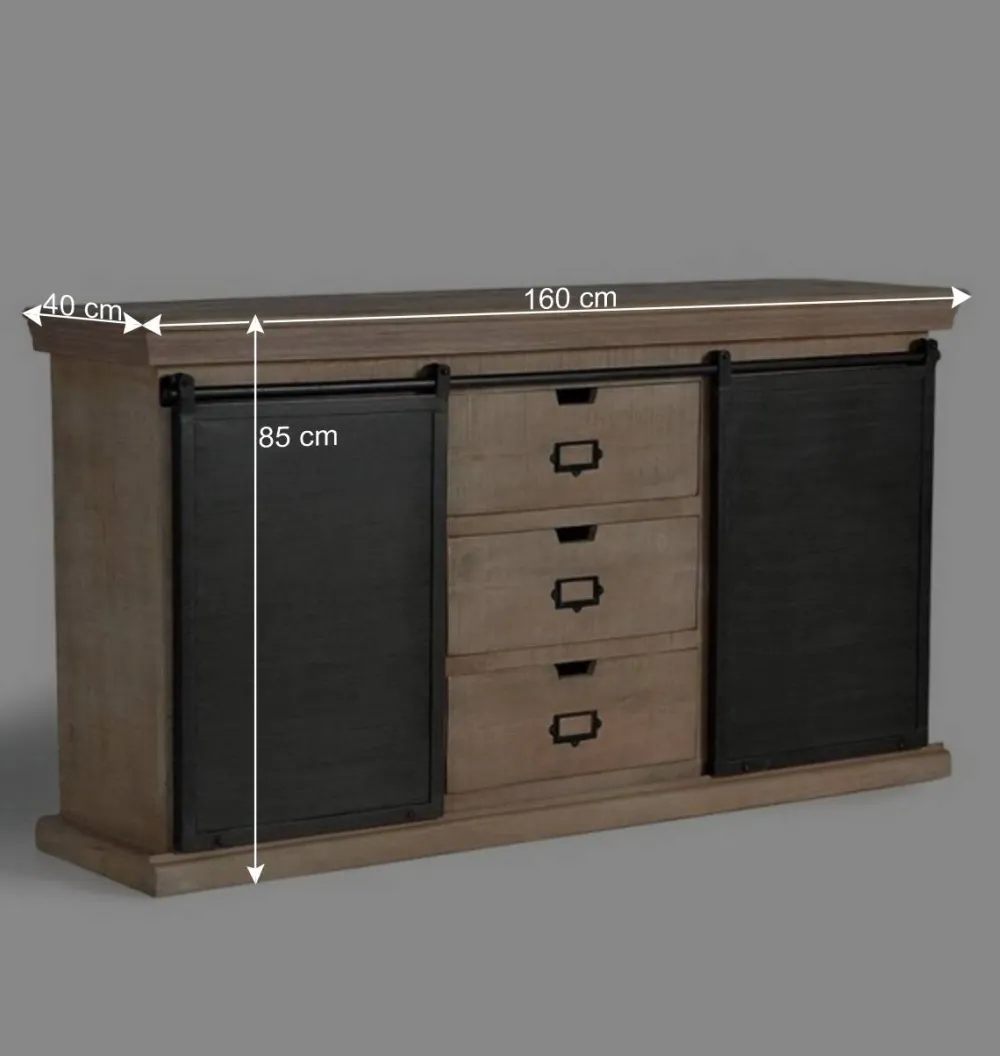 Wohnen Sideboards<Industrial Chic Anrichte mit Schiebetüren - Jantonia