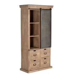 Wohnen Vitrinen<Industrial Chic Schrank aus Mangobaum Massivholz - Jantonia