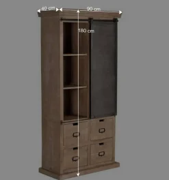 Wohnen Vitrinen<Industrial Chic Schrank aus Mangobaum Massivholz - Jantonia