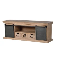 Wohnen Tv & Hifi-Möbel|Lowboards<Industrial Chic TV Kommode mit Schiebetüren - Jantonia