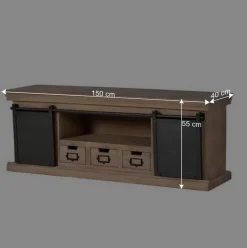 Wohnen Tv & Hifi-Möbel|Lowboards<Industrial Chic TV Kommode mit Schiebetüren - Jantonia