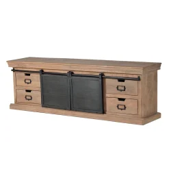 Wohnen Tv & Hifi-Möbel|Lowboards<Industrial Chic TV Lowboard mit Schiebetüren - Jantonia