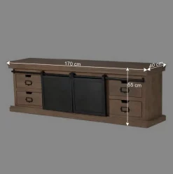 Wohnen Tv & Hifi-Möbel|Lowboards<Industrial Chic TV Lowboard mit Schiebetüren - Jantonia