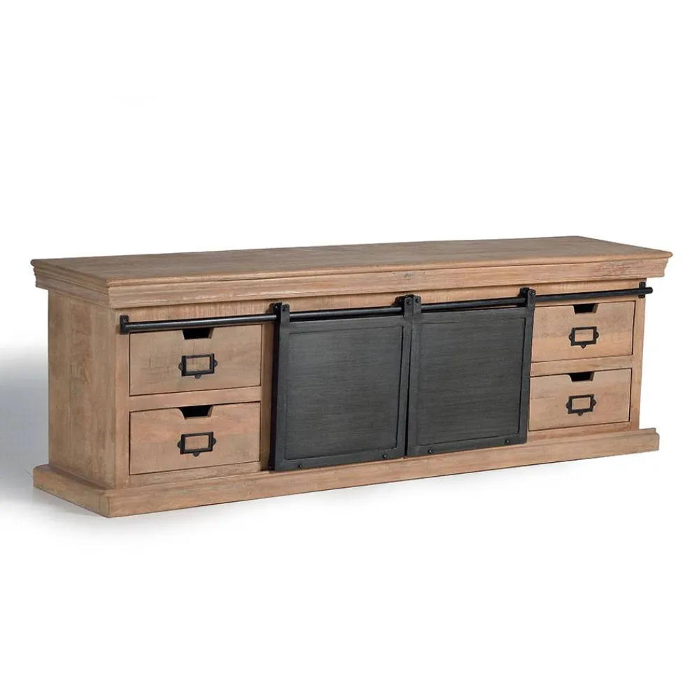 Wohnen Tv & Hifi-Möbel|Lowboards<Industrial Chic TV Lowboard mit Schiebetüren - Jantonia