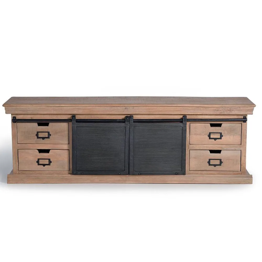 Wohnen Tv & Hifi-Möbel|Lowboards<Industrial Chic TV Lowboard mit Schiebetüren - Jantonia