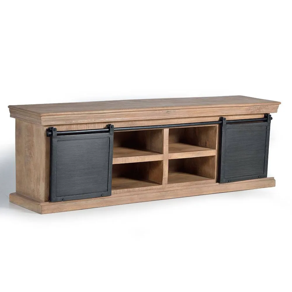 Wohnen Tv & Hifi-Möbel|Lowboards<Industrial Chic TV Lowboard mit Schiebetüren - Jantonia