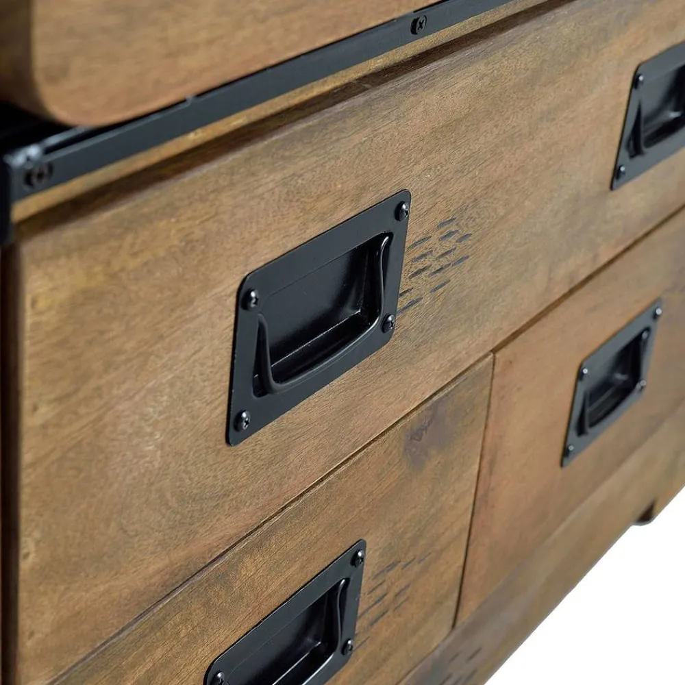 Wohnen Vitrinen<Industrial Design Highboard aus Mangoholz - Semian