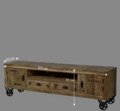 Wohnen Tv & Hifi-Möbel|Lowboards<Industrial Design Lowboard für TV 200 cm breit - Indri