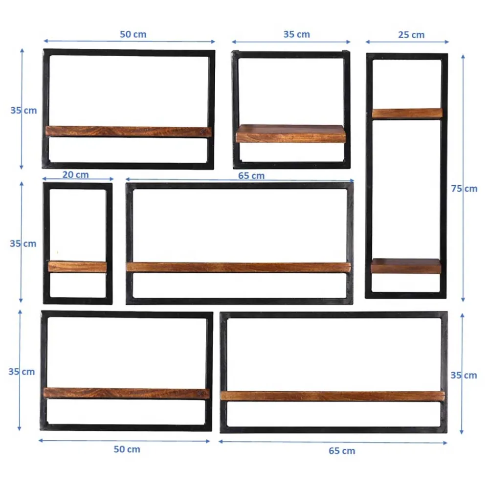 Wohnen Regale<Industrial Design Wandboard Set - Mendoza (siebenteilig)