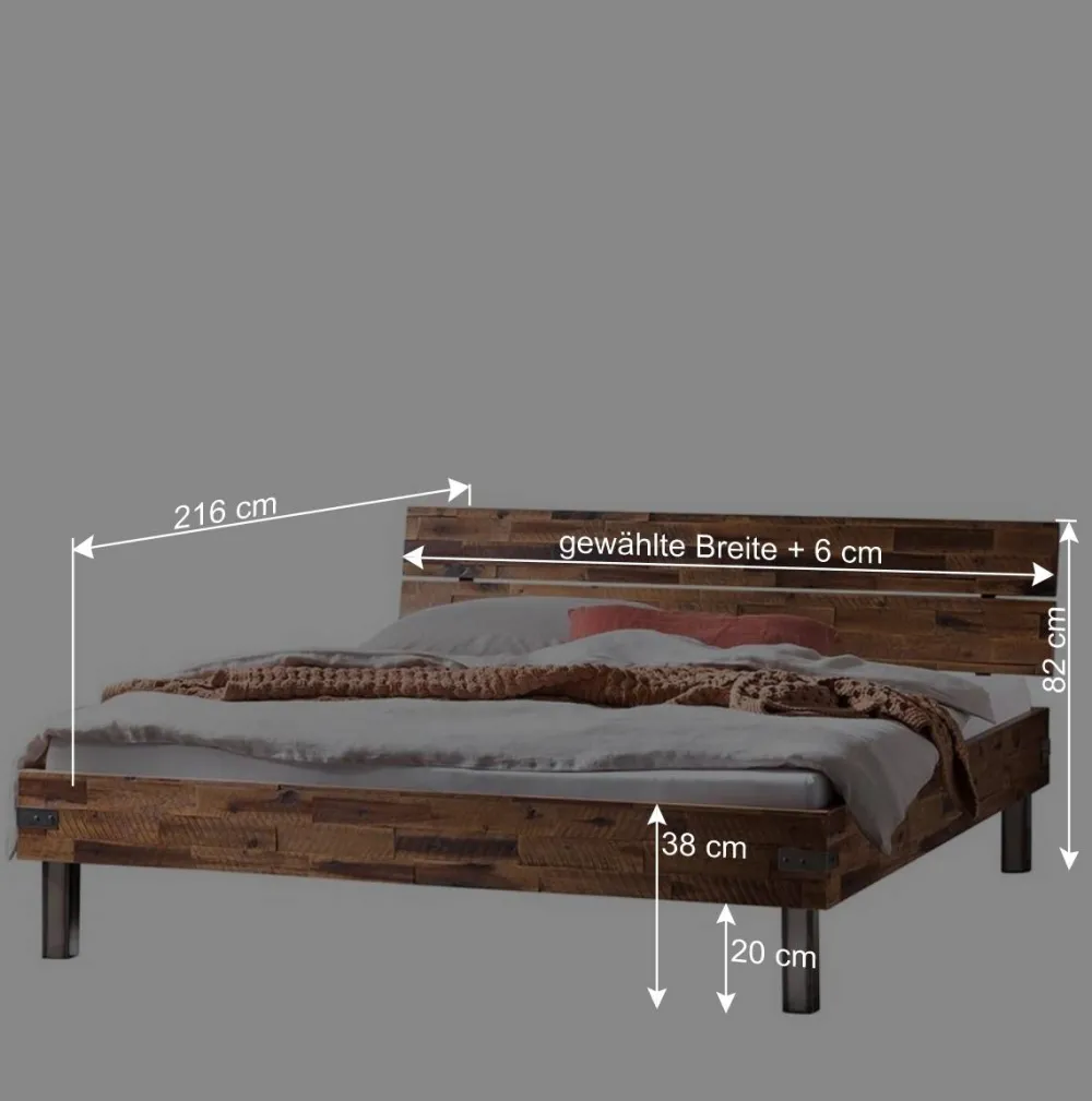Wohnen Betten<Industrial Einzelbett aus Akazie massiv - Vetonia