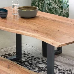 Wohnen Tische<Industrial Esstisch mit Baumkante Akazie - Hovalta
