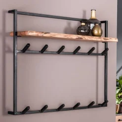 Wohnen Garderoben<Industrial Garderobe mit Ablageboden aus Akazie - Wandawo