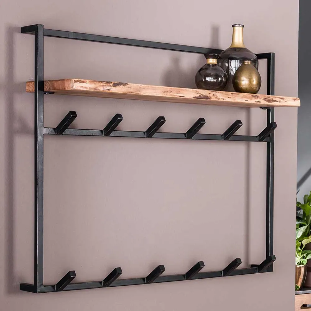Wohnen Garderoben<Industrial Garderobe mit Ablageboden aus Akazie - Wandawo