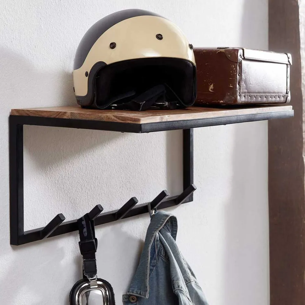 Wohnen Garderoben<Industrial Garderobe mit Hutboden aus Akazie - Seletana