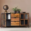 Wohnen Sideboards<Industrial Kommode mit Glastüren - Hayato
