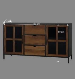 Wohnen Sideboards<Industrial Kommode mit Glastüren - Hayato