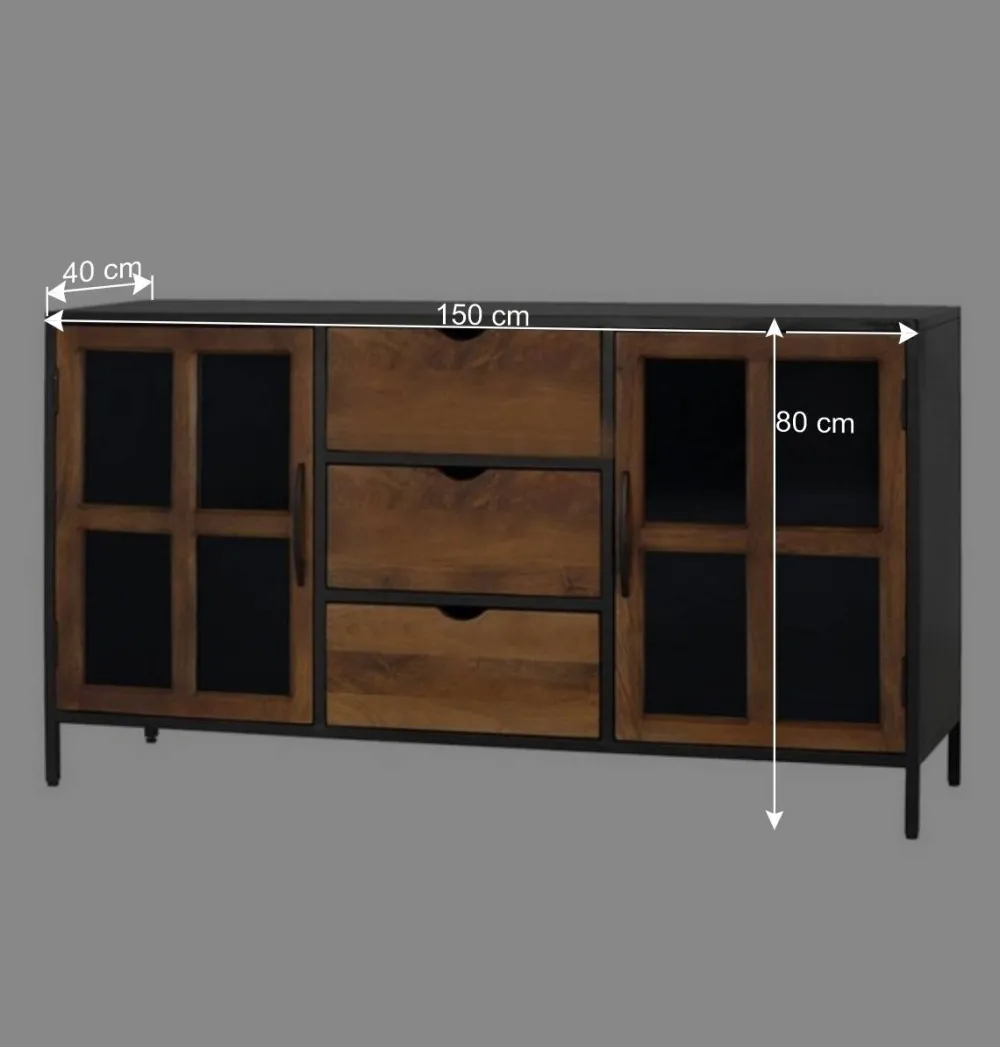 Wohnen Sideboards<Industrial Kommode mit Glastüren - Hayato