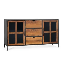 Wohnen Sideboards<Industrial Kommode mit Glastüren - Hayato