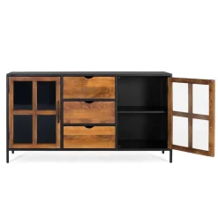 Wohnen Sideboards<Industrial Kommode mit Glastüren - Hayato