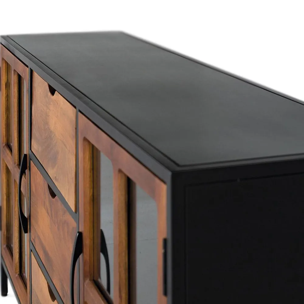 Wohnen Sideboards<Industrial Kommode mit Glastüren - Hayato