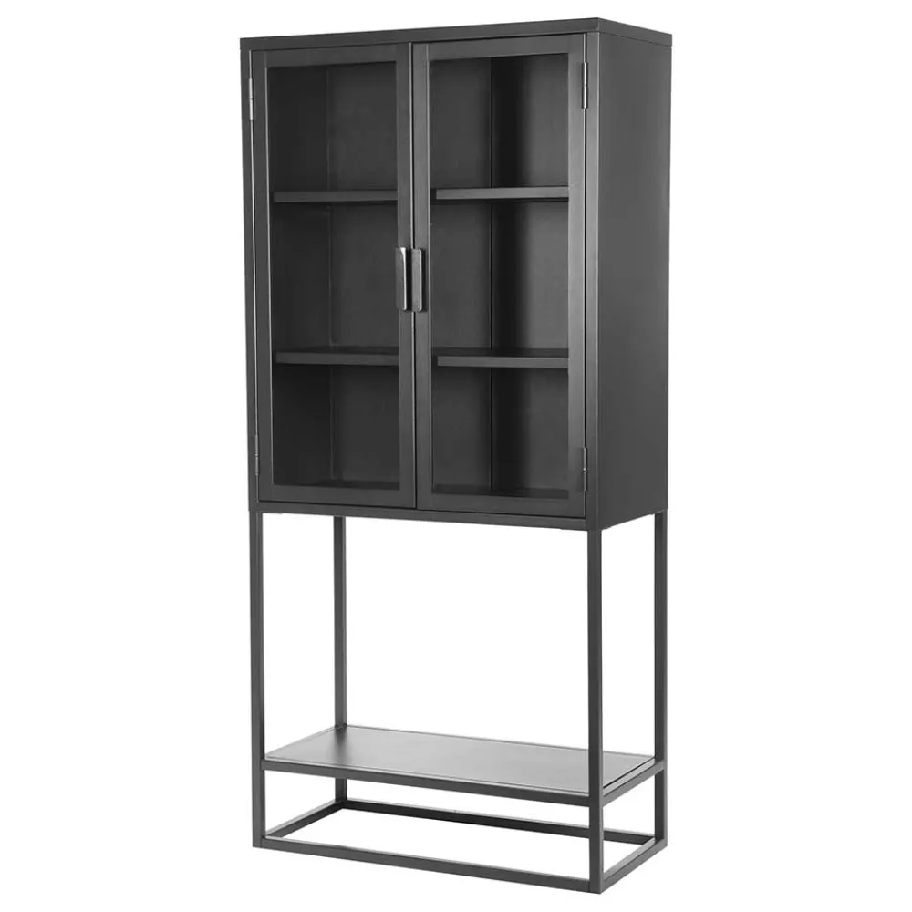 Wohnen Vitrinen<Industrial Metallvitrine in Schwarz lackiert - Endja