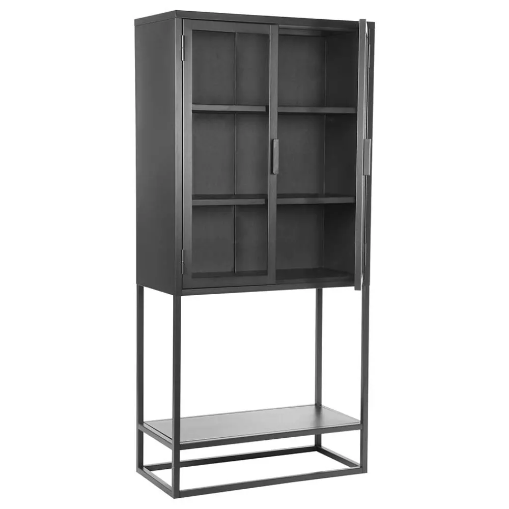 Wohnen Vitrinen<Industrial Metallvitrine in Schwarz lackiert - Endja