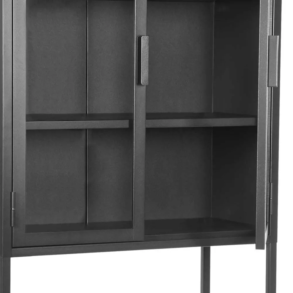 Wohnen Vitrinen<Industrial Metallvitrine in Schwarz lackiert - Endja