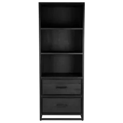 Wohnen Regale|Vitrinen<Industrial Regal in Schwarz mit 2 Schubladen - Esturado