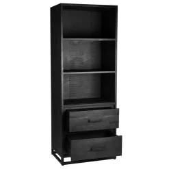 Wohnen Regale|Vitrinen<Industrial Regal in Schwarz mit 2 Schubladen - Esturado