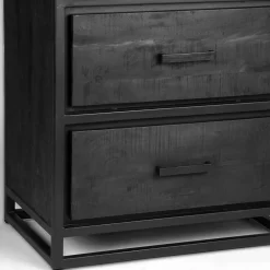 Wohnen Regale|Vitrinen<Industrial Regal in Schwarz mit 2 Schubladen - Esturado