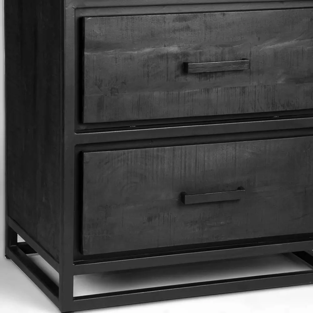 Wohnen Regale|Vitrinen<Industrial Regal in Schwarz mit 2 Schubladen - Esturado