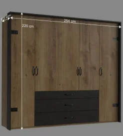 Wohnen Kleiderschränke|Schränke<Industrial Schlafzimmerschrank mit fünf Türen - Bram