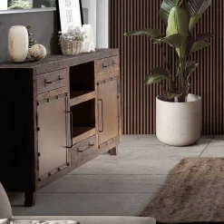 Wohnen Sideboards<Industrial Sideboard aus Altholz und Metall - Stock