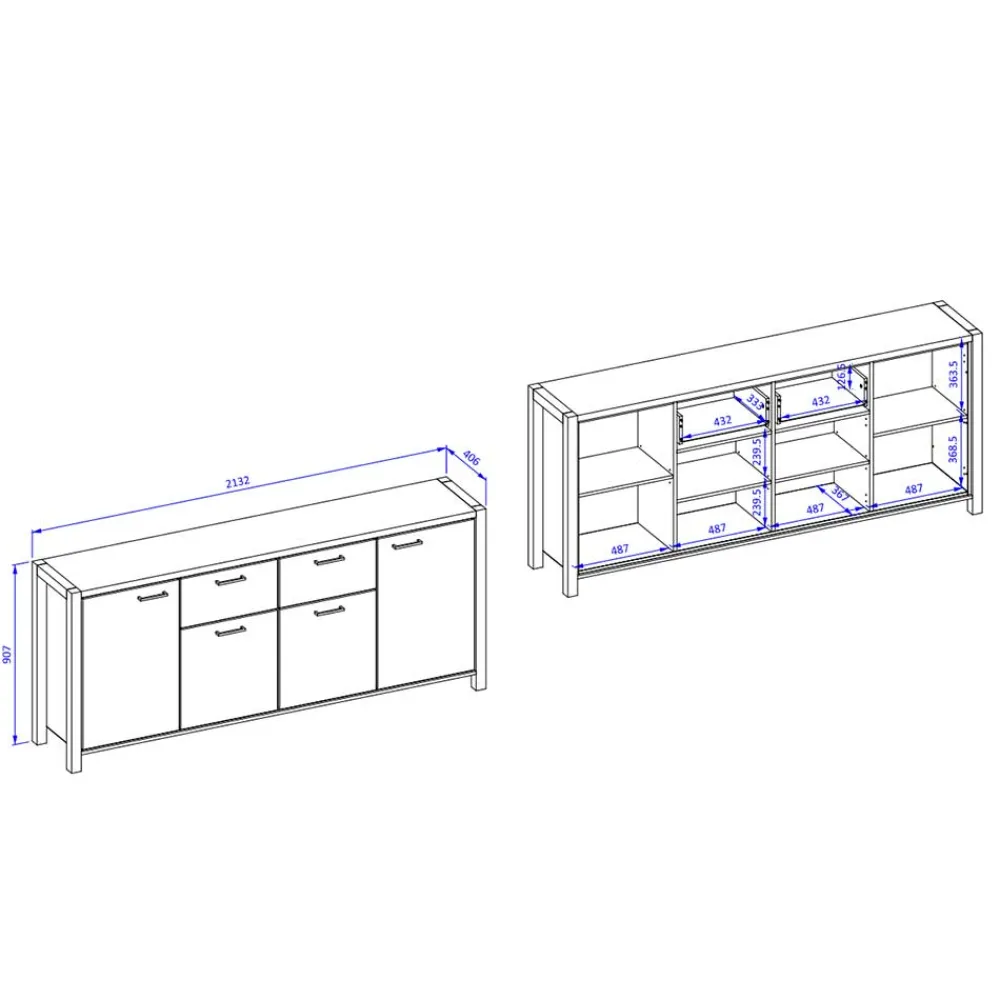 Wohnen Sideboards<Industrial Sideboard in 213x91x41 cm - Zavorra