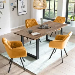 Wohnen Sitzgruppe<Industrial Style Essgruppe mit vier Plätzen - Panayota (fünfteilig)