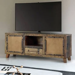 Wohnen Tv & Hifi-Möbel|Lowboards<Industrial TV Kommode aus Altholz und Metall - Stock