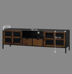 Wohnen Tv & Hifi-Möbel|Lowboards<Industrial TV Kommode mit Glastüren - Hayato