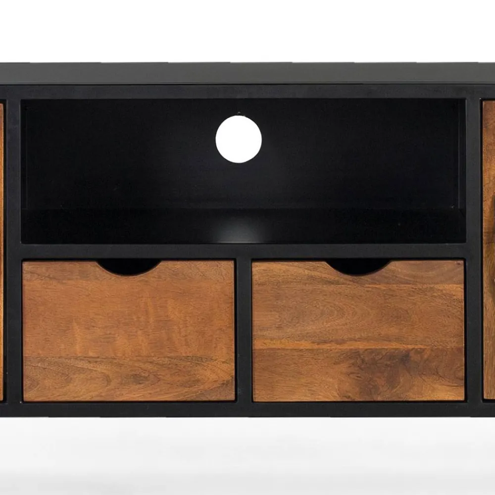 Wohnen Tv & Hifi-Möbel|Lowboards<Industrial TV Kommode mit Glastüren - Hayato