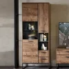 Wohnen Vitrinen<Industrial Vitrinenschrank in Eiche Dunkel Dekor - Xindus