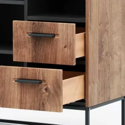 Wohnen Vitrinen<Industrial Vitrinenschrank in Eiche Dunkel Dekor - Xindus